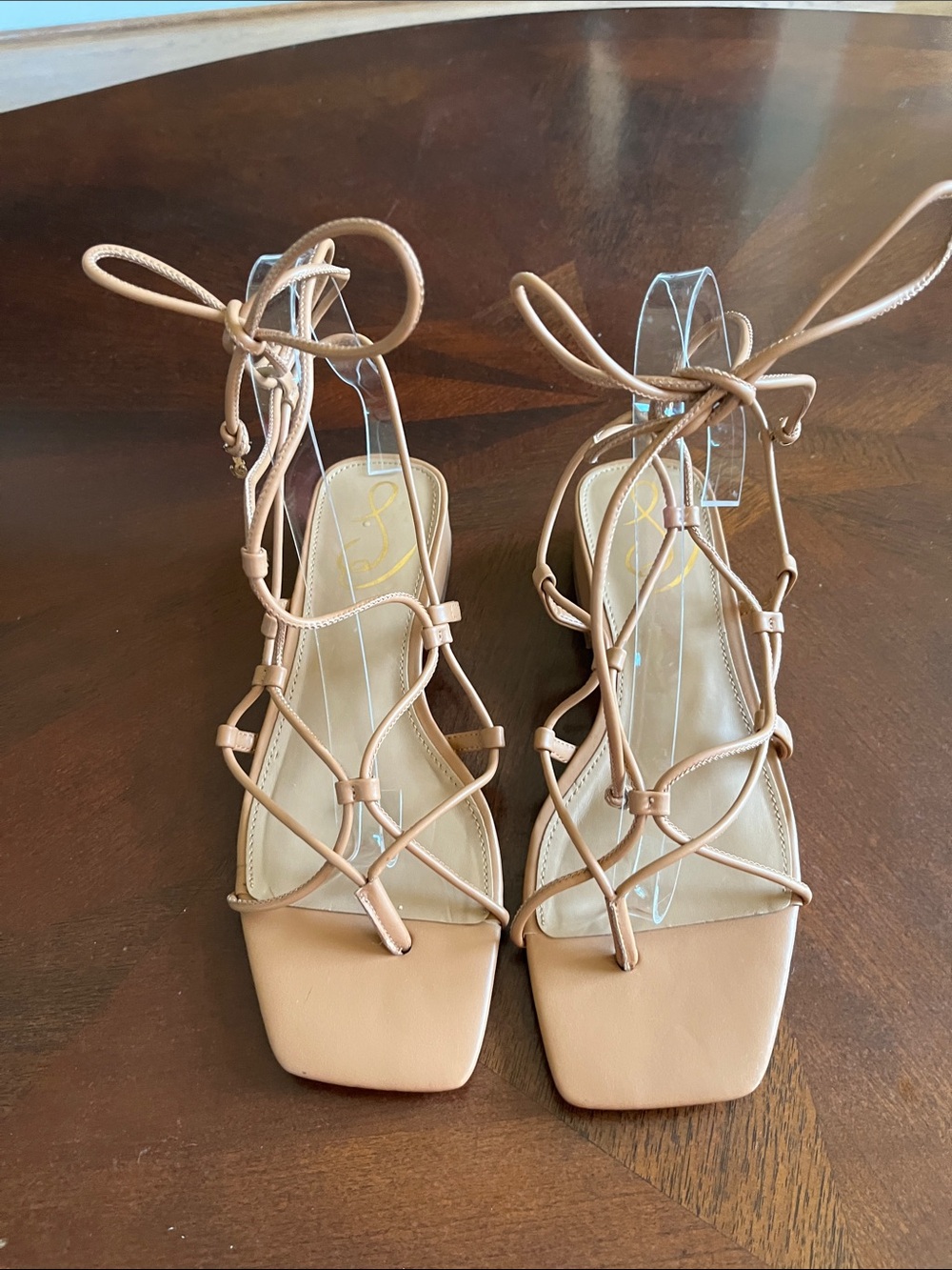 Sam Edelman Nude Strappy Lace-Up Heeled Sandals